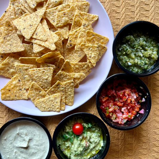 mexican dips and chips, guacomole, nachos, salsa, mexican platter