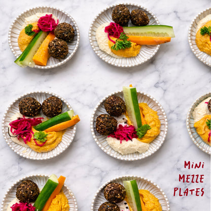 mini mezze platters, grazing table - hummus, falafel 