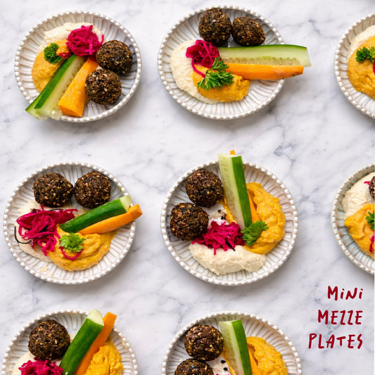 mini mezze platters, grazing table - hummus, falafel 